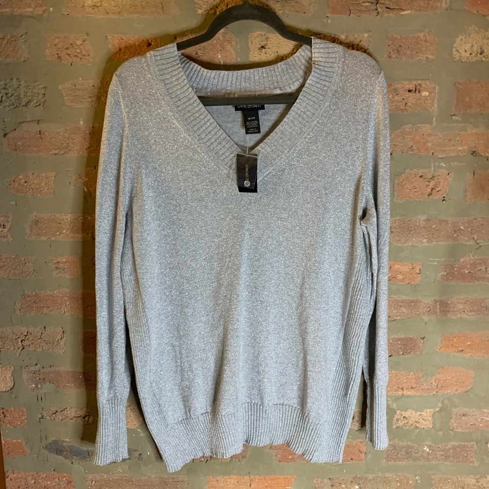 NEW! lane bryant > metallic v neck sweater